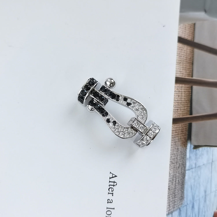 [VA]FORCE LARGE HORSESHOE BLACK WHITE DIAMOND BRACELET ROSE GOLD