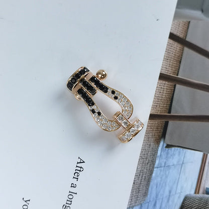 [VA]FORCE LARGE HORSESHOE BLACK WHITE DIAMOND BRACELET ROSE GOLD