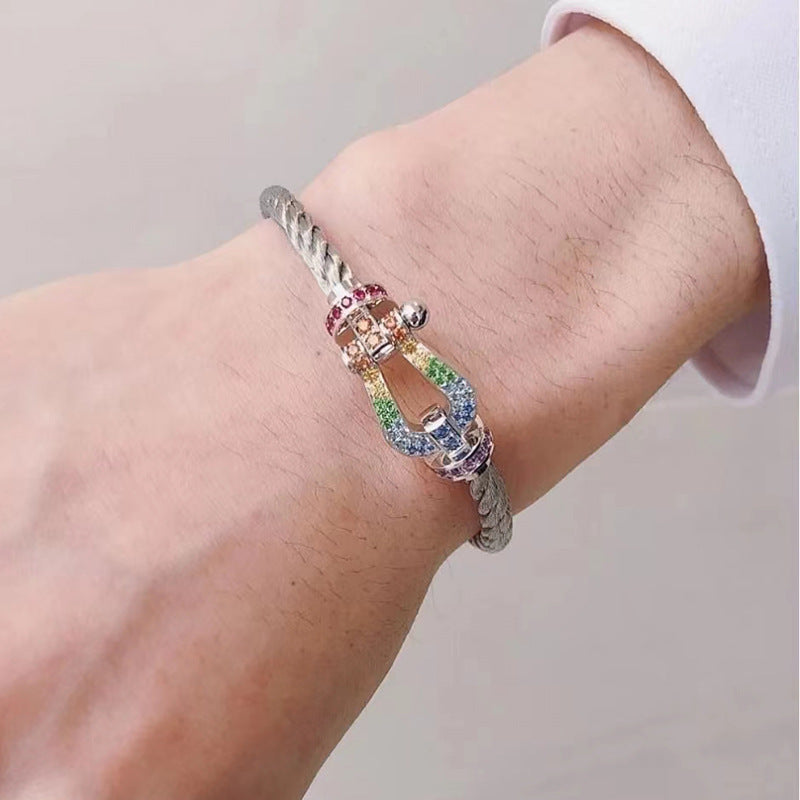 [VA]FORCE LARGE HORSESHOE  COLORED DIAMOND BRACELET ROSE GOLD