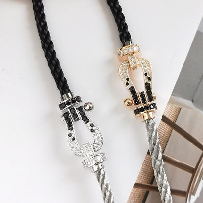 [VA]FORCE LARGE HORSESHOE BLACK WHITE DIAMOND BRACELET ROSE GOLD
