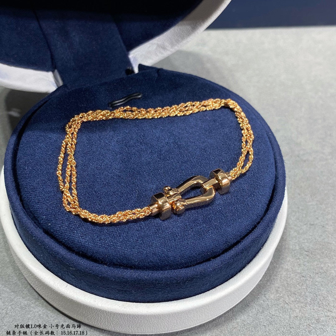 [VA]FORCE SMALL HORSESHOE  DIAMOND CHAIN ROPE BRACELET