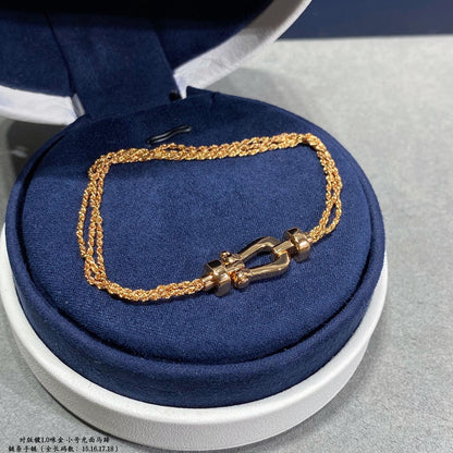 [VA]FORCE SMALL HORSESHOE  DIAMOND CHAIN ROPE BRACELET