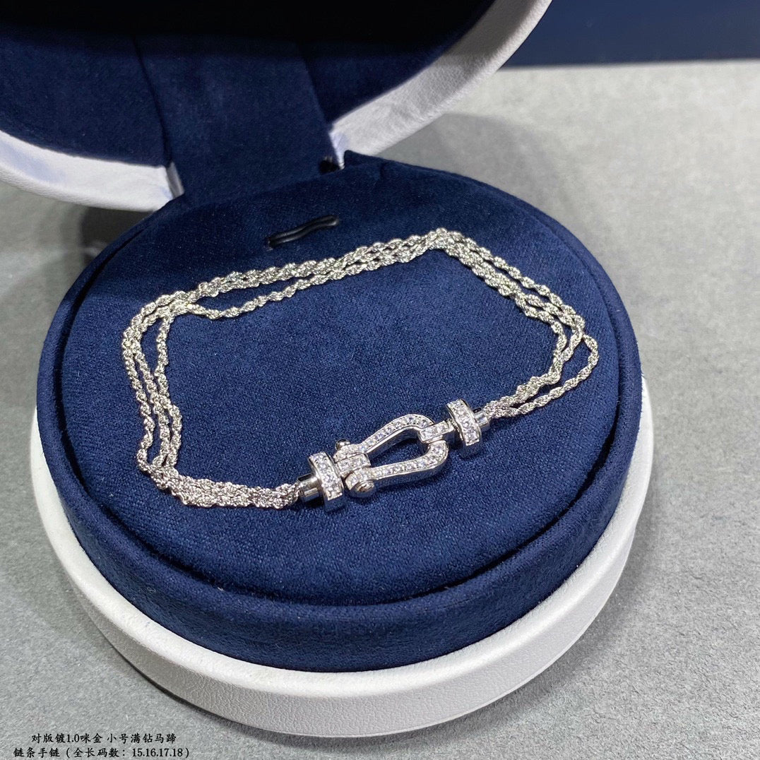 [VA]FORCE SMALL HORSESHOE  DIAMOND CHAIN ROPE BRACELET