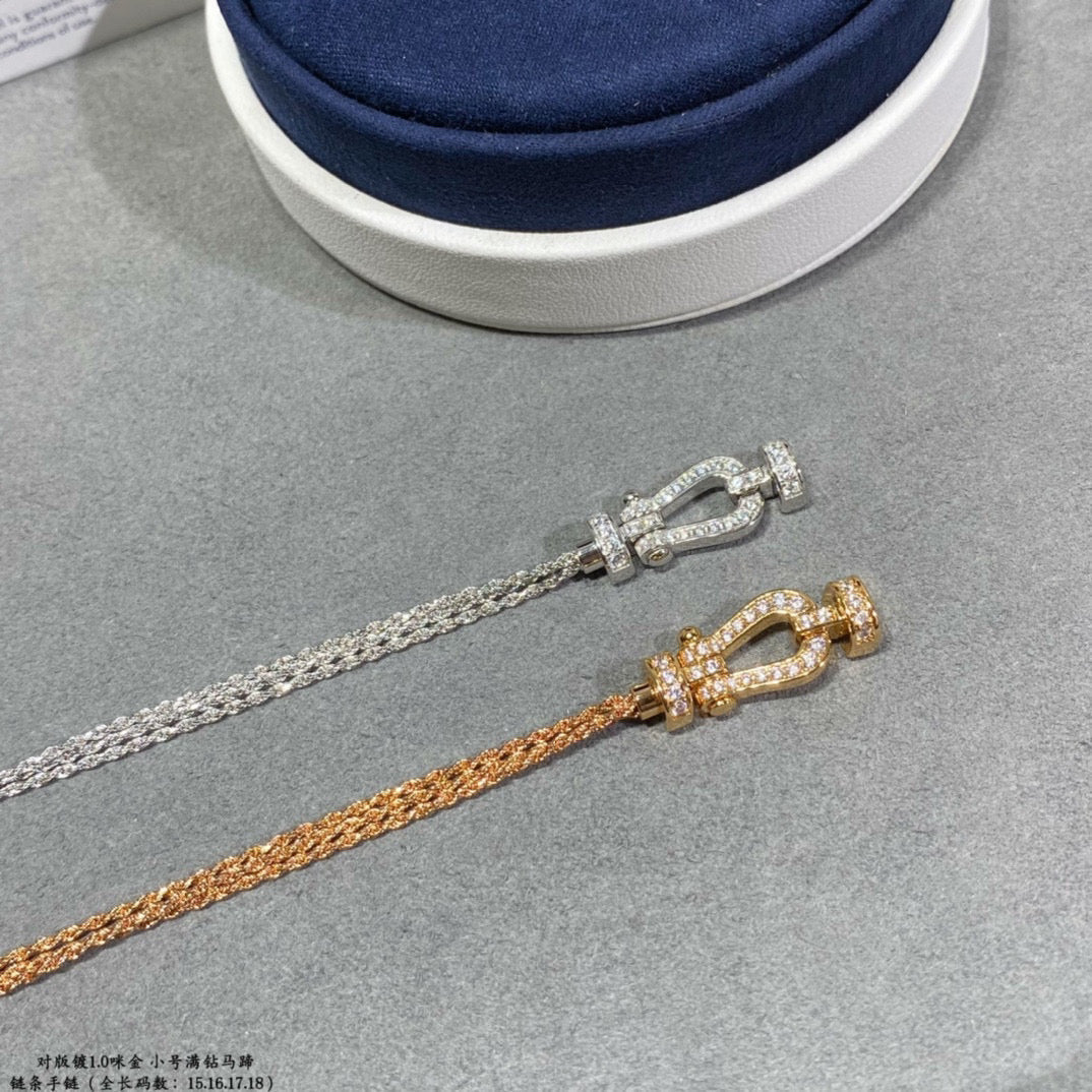 [VA]FORCE SMALL HORSESHOE  DIAMOND CHAIN ROPE BRACELET