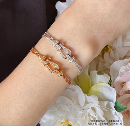 [VA]FORCE SMALL HORSESHOE  DIAMOND CHAIN ROPE BRACELET