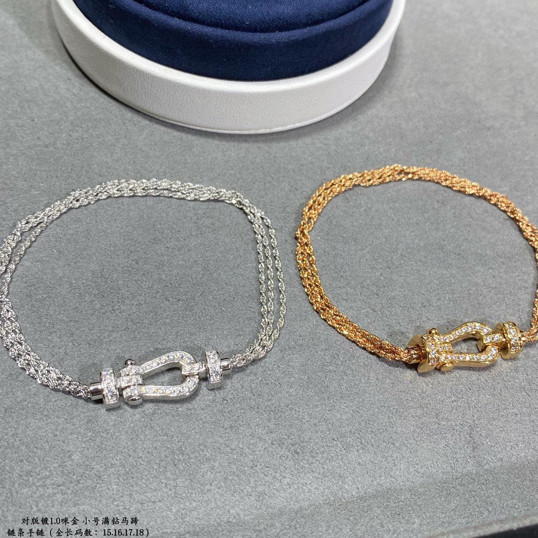 [VA]FORCE SMALL HORSESHOE DIAMOND CHAIN ROPE BRACELET