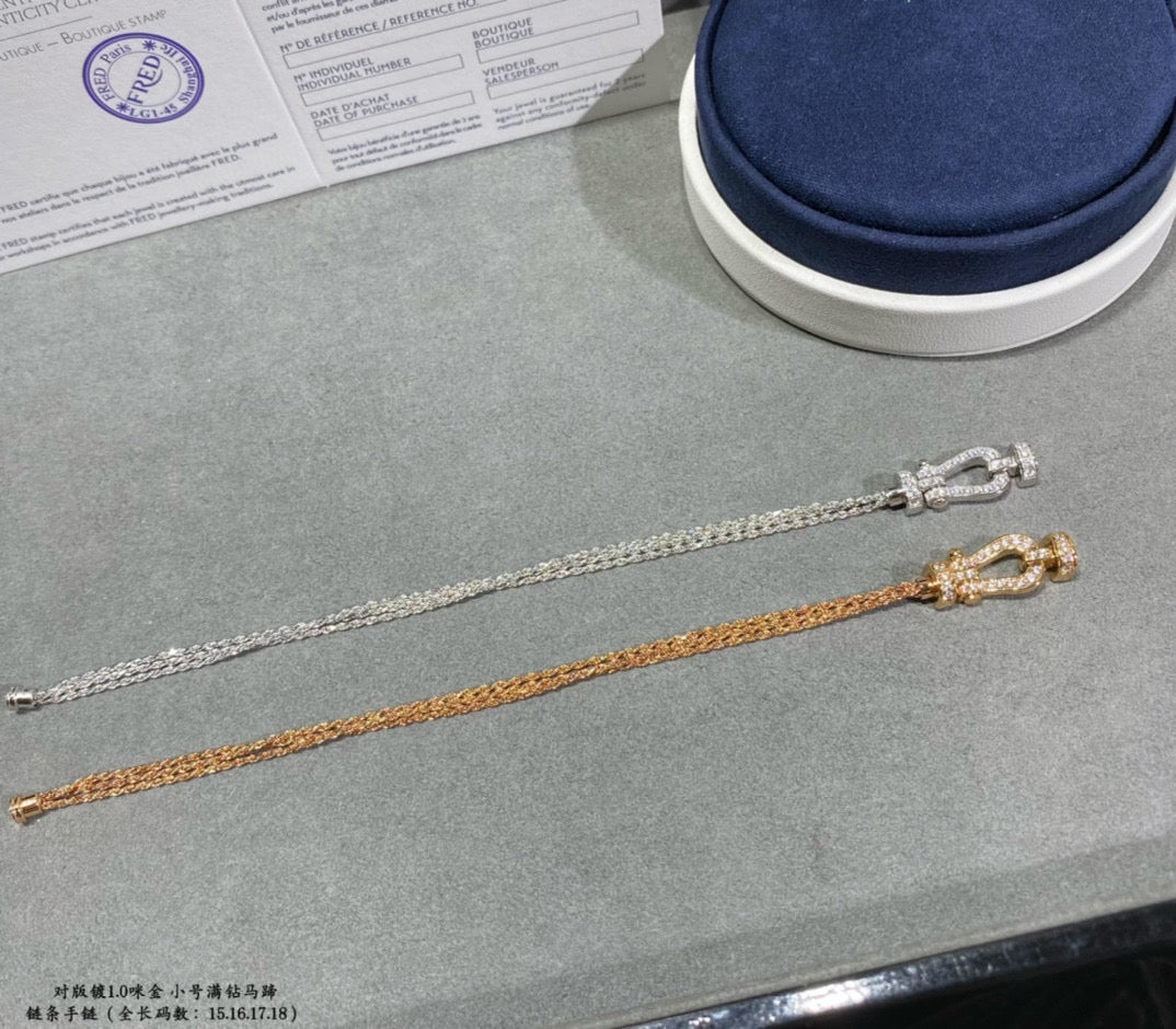 [VA]FORCE SMALL HORSESHOE  DIAMOND CHAIN ROPE BRACELET