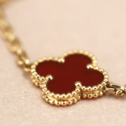 [VA]LUCKY CLOVER 5-MOTIF BRACELET - RED CARNELIAN COLLECTION