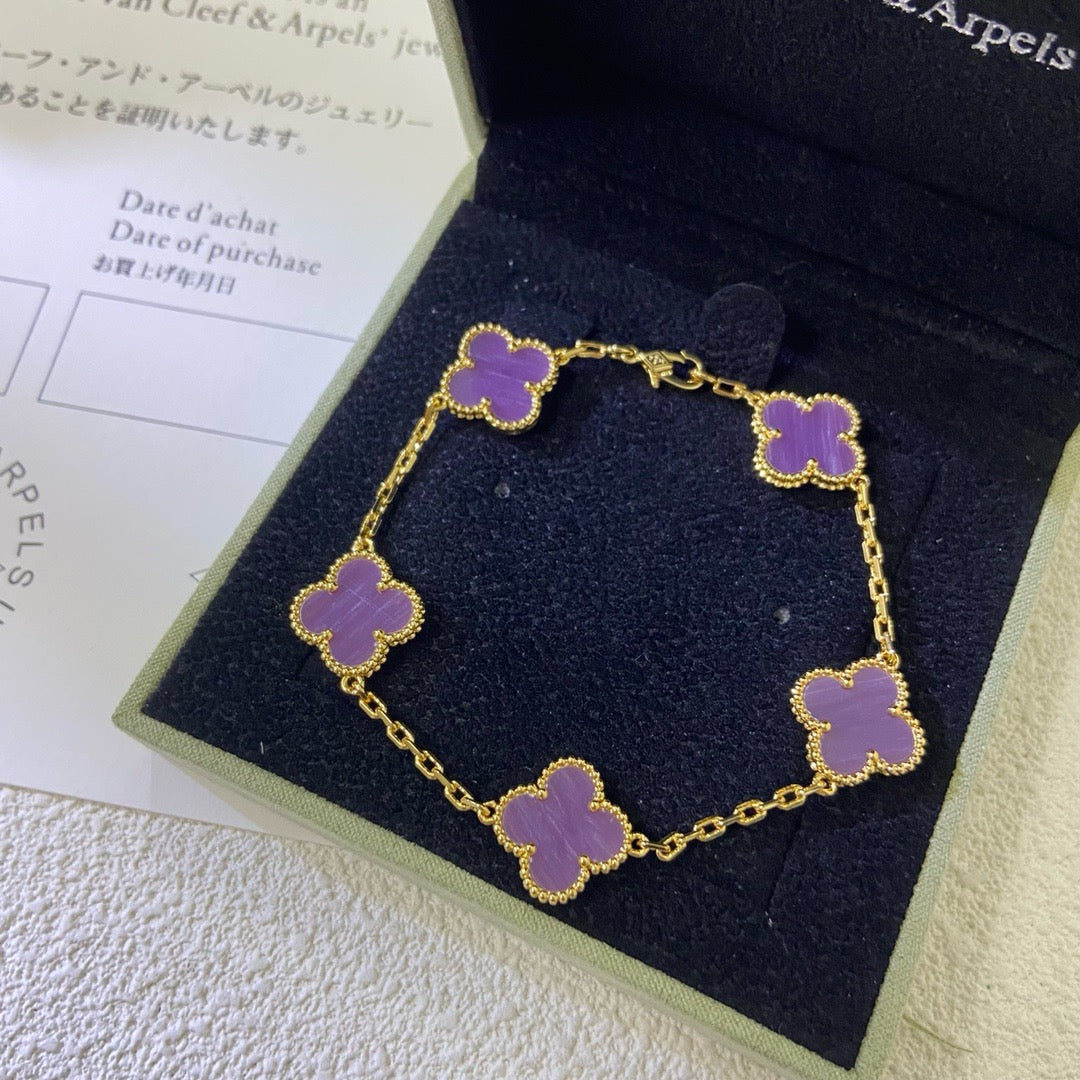 [VA]CLOVER  5 MOTIFS  PURPLE VIOLET BRACELET