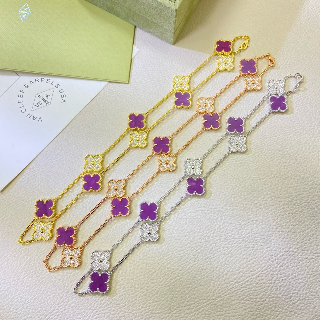 [VA]CLOVER 10 MOTIVE HALSKETTE MIT VIOLETTEN DIAMANTEN