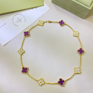 [VA]CLOVER 10 MOTIVE HALSKETTE MIT VIOLETTEN DIAMANTEN