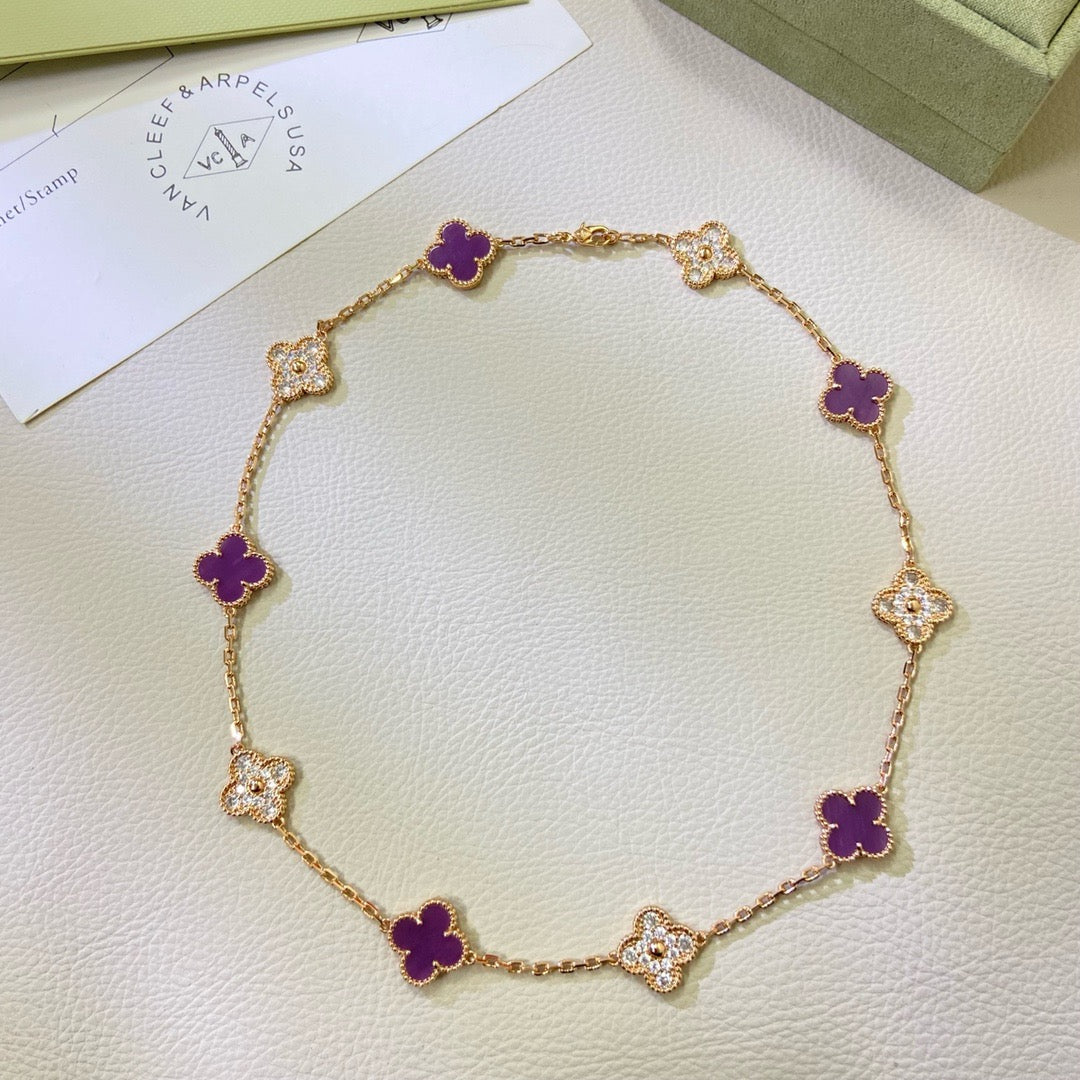 [VA]CLOVER 10 MOTIVE HALSKETTE MIT VIOLETTEN DIAMANTEN