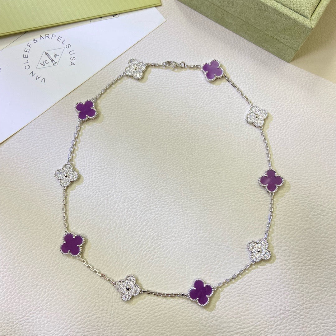 [VA]CLOVER 10 MOTIVE HALSKETTE MIT VIOLETTEN DIAMANTEN