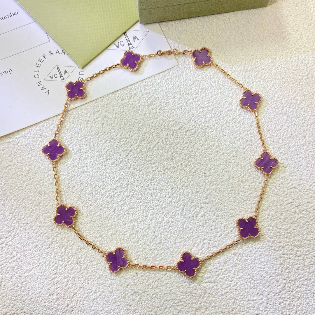 [VA]CLOVER 10 MOTIVE VIOLETT-LILA HALSKETTE