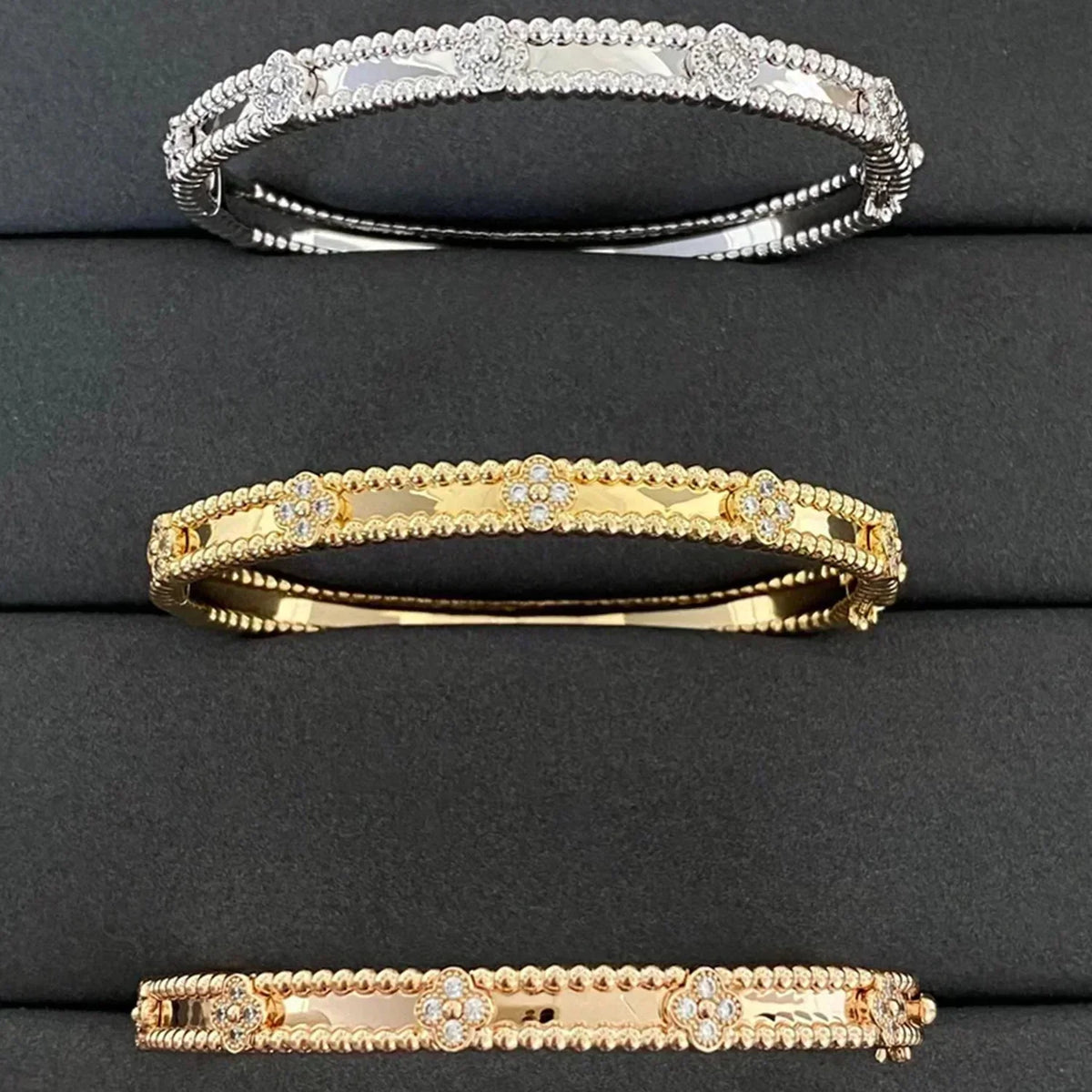 [VA]CLOVER-ARMBAND 4MM DIAMANTEN