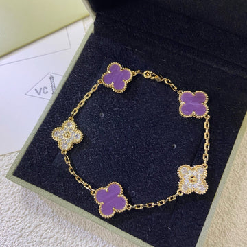 [VA]CLOVER 5 MOTIVE ARMBAND AUS VIOLETTEM DIAMANTEN