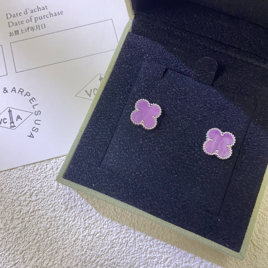 [VA]CLOVER MINI 9.5MM  PURPLE VIOLET EARRINGS