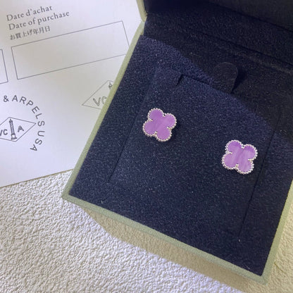 [VA]CLOVER MINI 9.5MM  PURPLE VIOLET EARRINGS