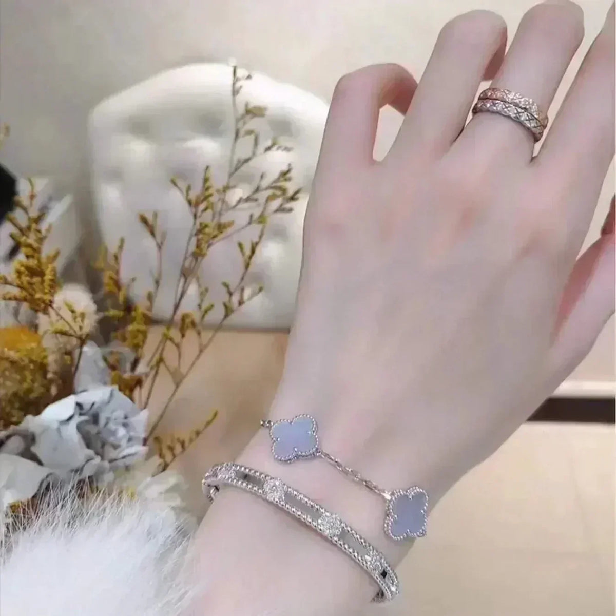 [VA]LUCKY CLOVER 5-MOTIV-ARMBAND - KOLLEKTION VIOLETTES CHALCEDON