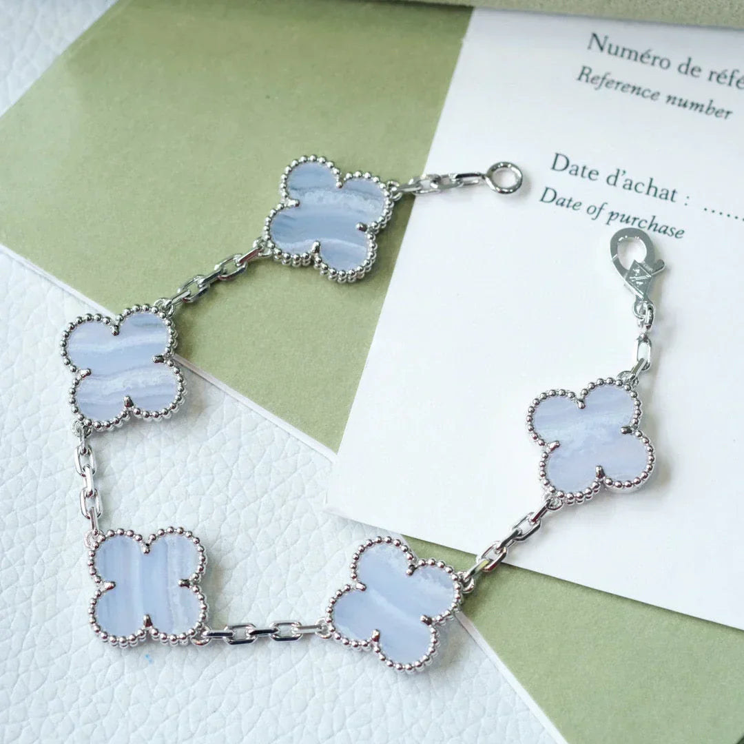 [VA]LUCKY CLOVER 5-MOTIV-ARMBAND - KOLLEKTION VIOLETTES CHALCEDON