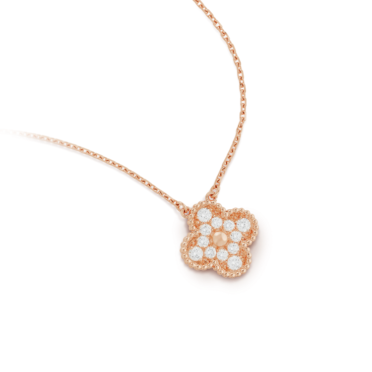 [VA]クローバー 15MM ダイヤモンド シングル フラワー ネックレス