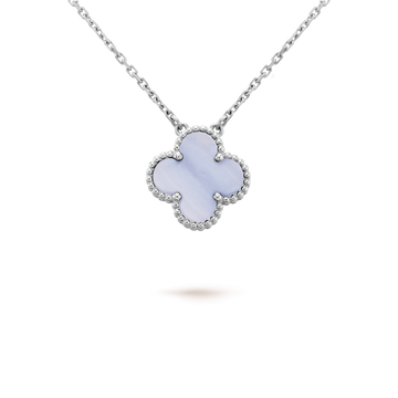 [VA]CLOVER 15MM HALSSETTE BLAUER CHALCEDON SILBER