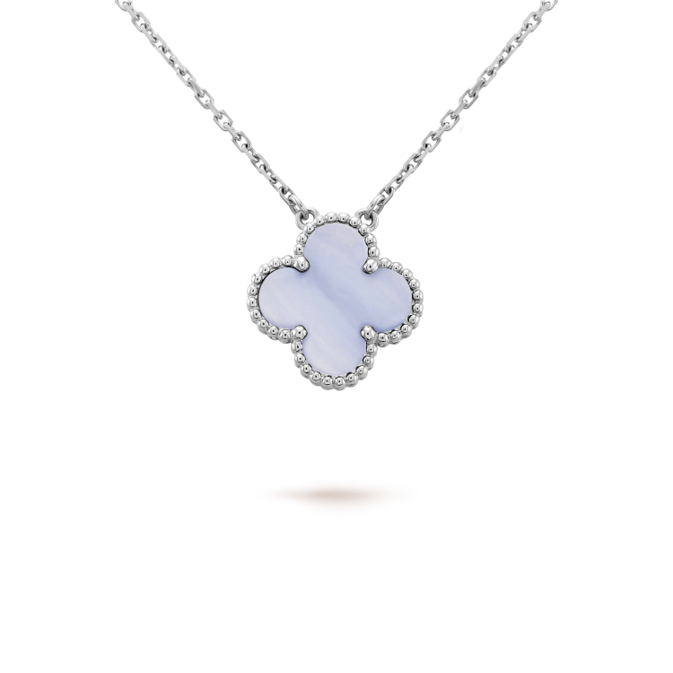 [VA]CLOVER 15MM HALSSETTE BLAUER CHALCEDON SILBER