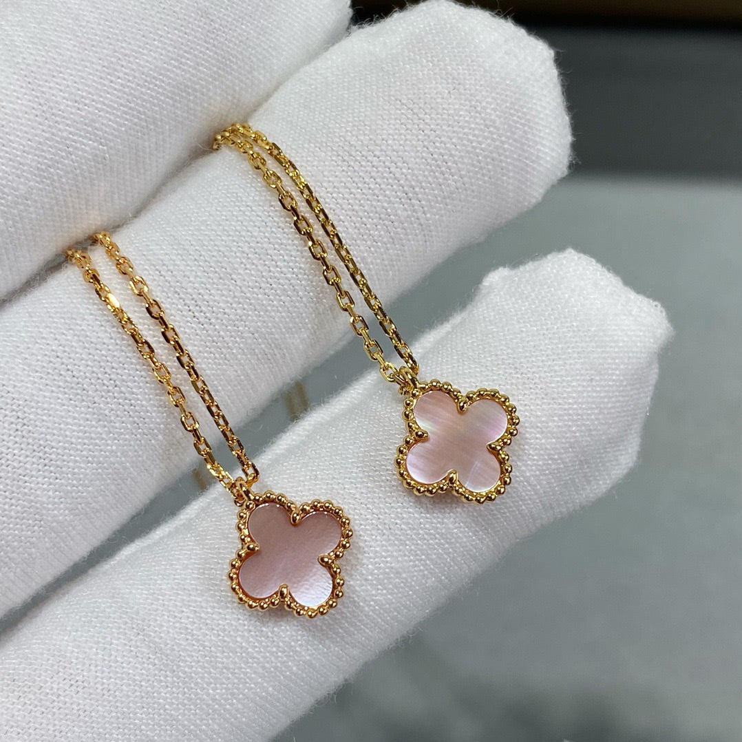 [VA]CLOVER 9,5 MM ROSA PERLMUTT EINZELBLUMEN-HALSKETTE