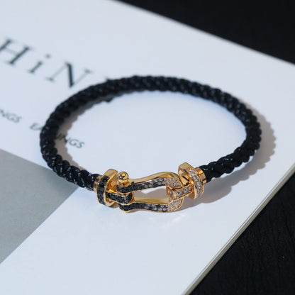 [VA]FORCE LARGE HORSESHOE BLACK WHITE DIAMOND BRACELET SILVER