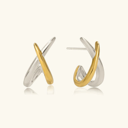 [VA]Julissa Two Tone Contemporary Huggies