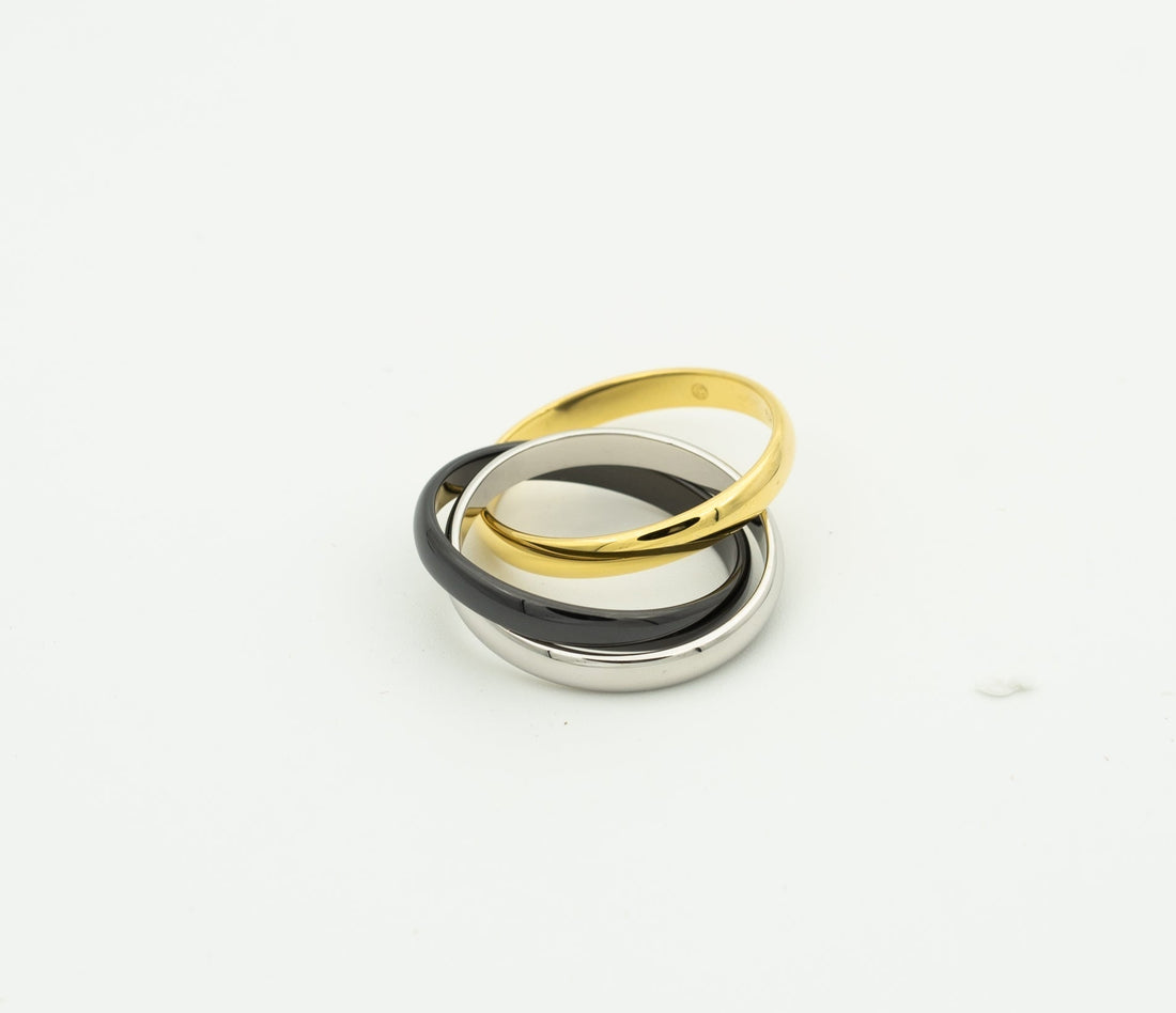 [VA]TRINITY RING SCHWARZ GOLD SILBER