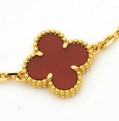 [VA]LUCKY CLOVER 5-MOTIF BRACELET - RED CARNELIAN COLLECTION