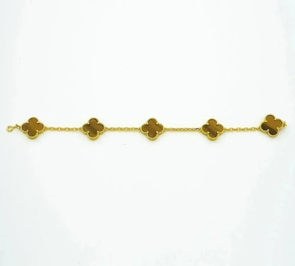 [VA]LUCKY CLOVER 5-MOTIF BRACELET -  TIGER’S EYE COLLECTION