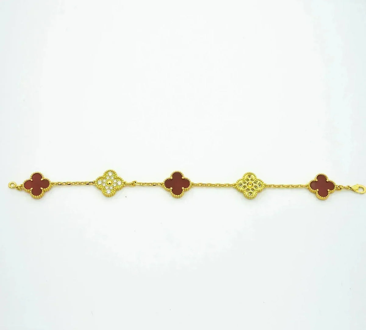 [VA]LUCKY CLOVER 5-MOTIF BRACELET - RED CARNELIAN COLLECTION