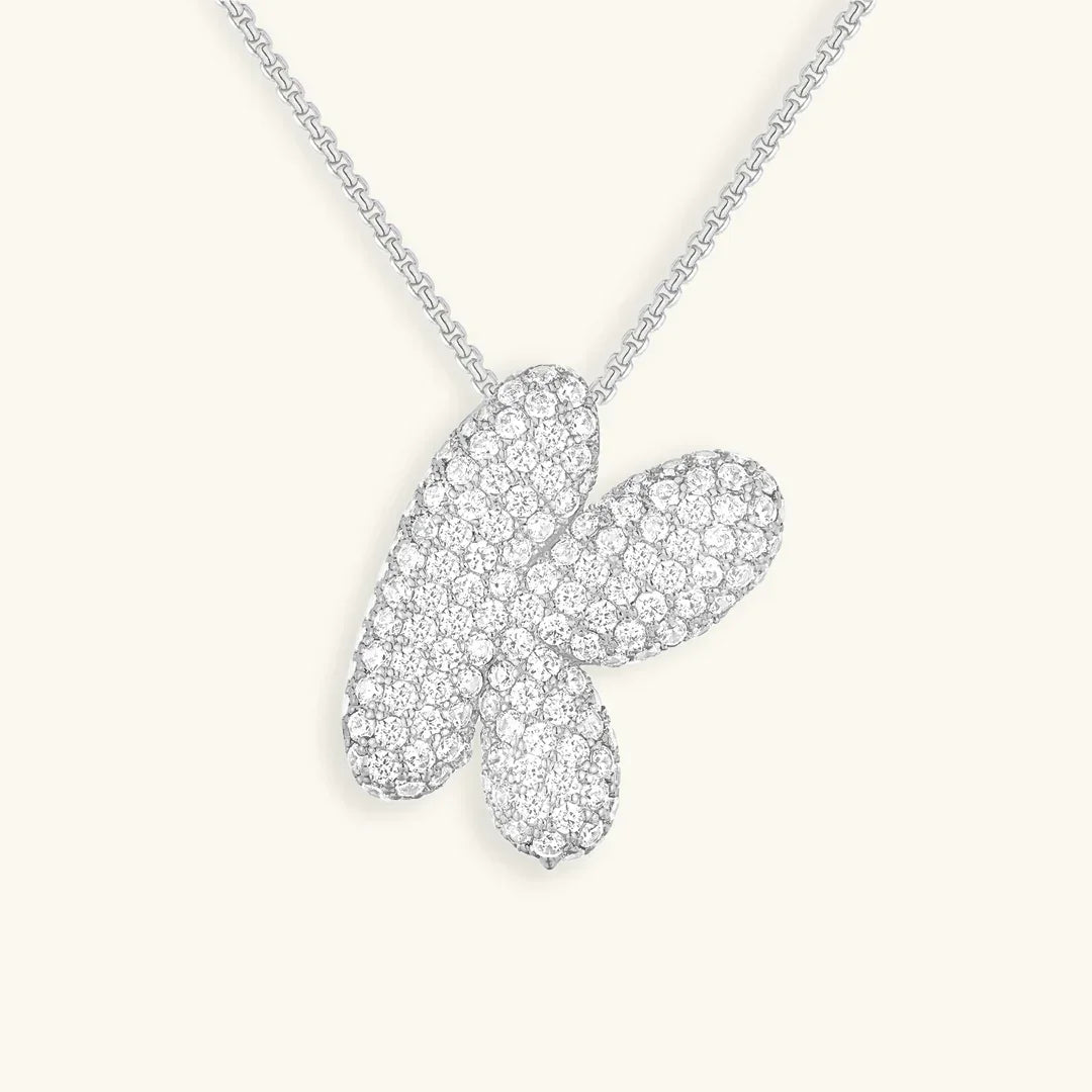 [VA]Bubble Initial Diamond Necklace