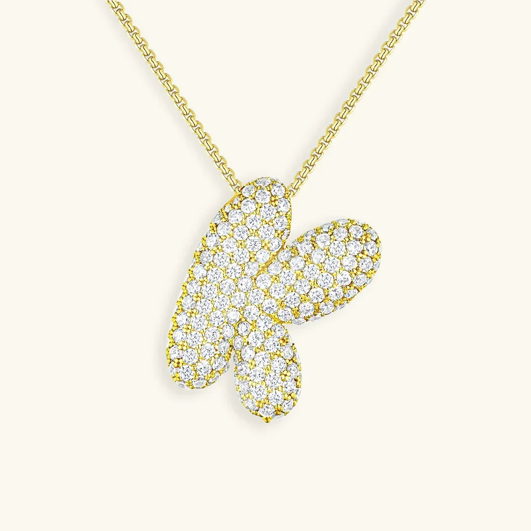 [VA]Bubble Initial Diamond Necklace