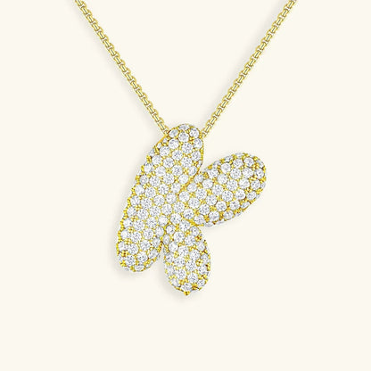 [VA]Bubble Initial Diamond Necklace