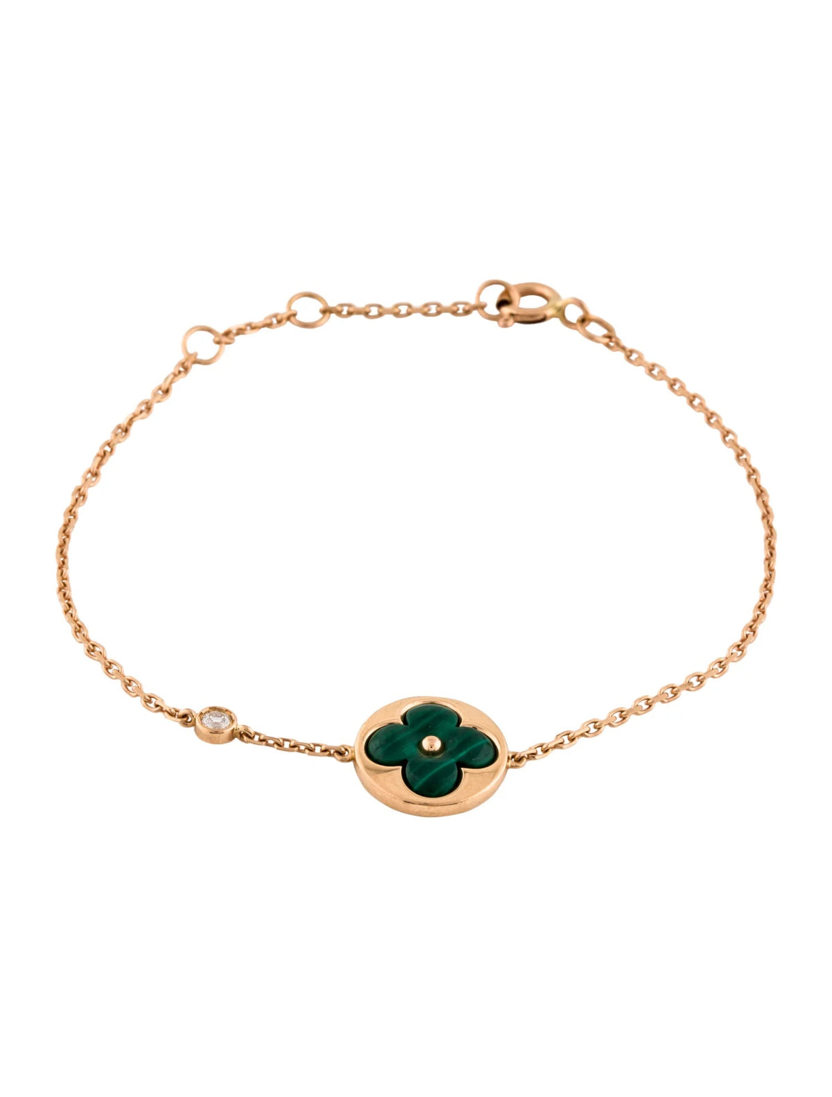 [VA]SUN MALACHITE 1 DIAMOND PINK GOLD BRACELET