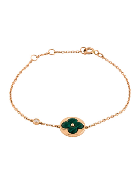 [VA]SUN MALACHITE 1 DIAMOND PINK GOLD BRACELET