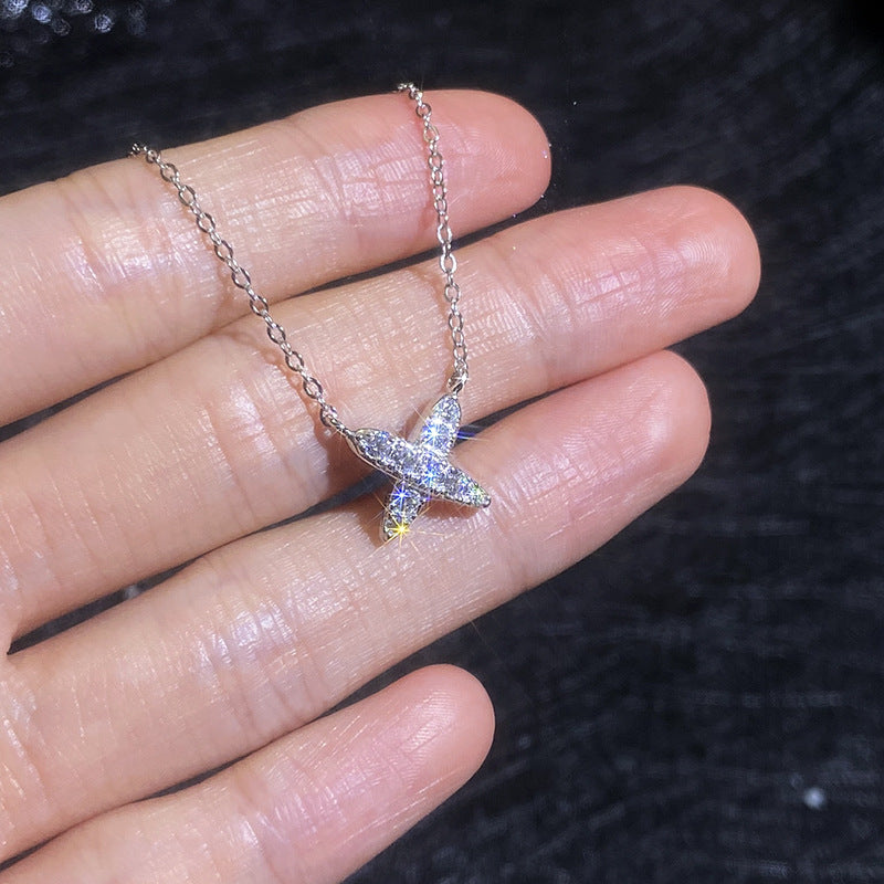 [VA]MODERNES X-FÖRMIGES PAVÉ-MOISSANIT-COLLIER