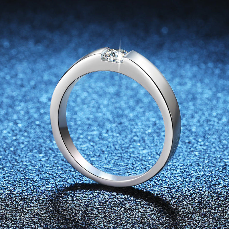 [VA]SCHLICHTER MINIMALISTISCHER MOISSANIT-PARTNER-RING