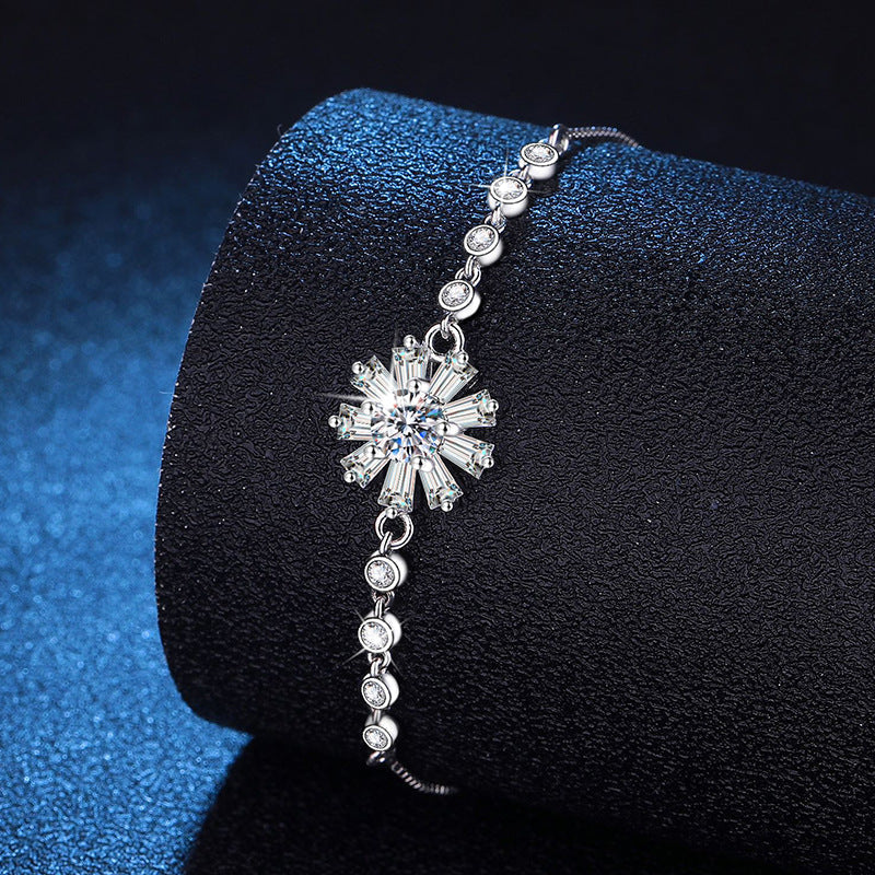 [VA]STRAHLENDES EISKRISTALL-SONNENBLUMEN-MOISSANIT-ARMBAND