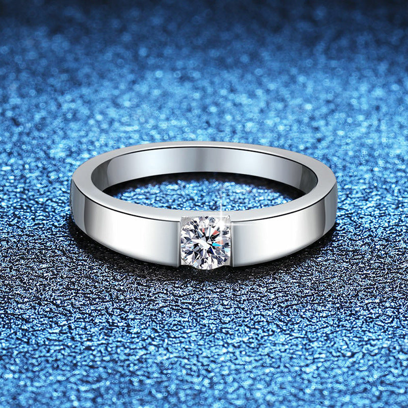 [VA]SCHLICHTER MINIMALISTISCHER MOISSANIT-PARTNER-RING
