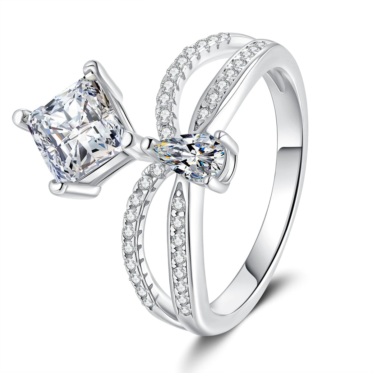 [VA]ELEGANTER MOISSANIT-RING MIT DOPPELTER VERDREHUNG