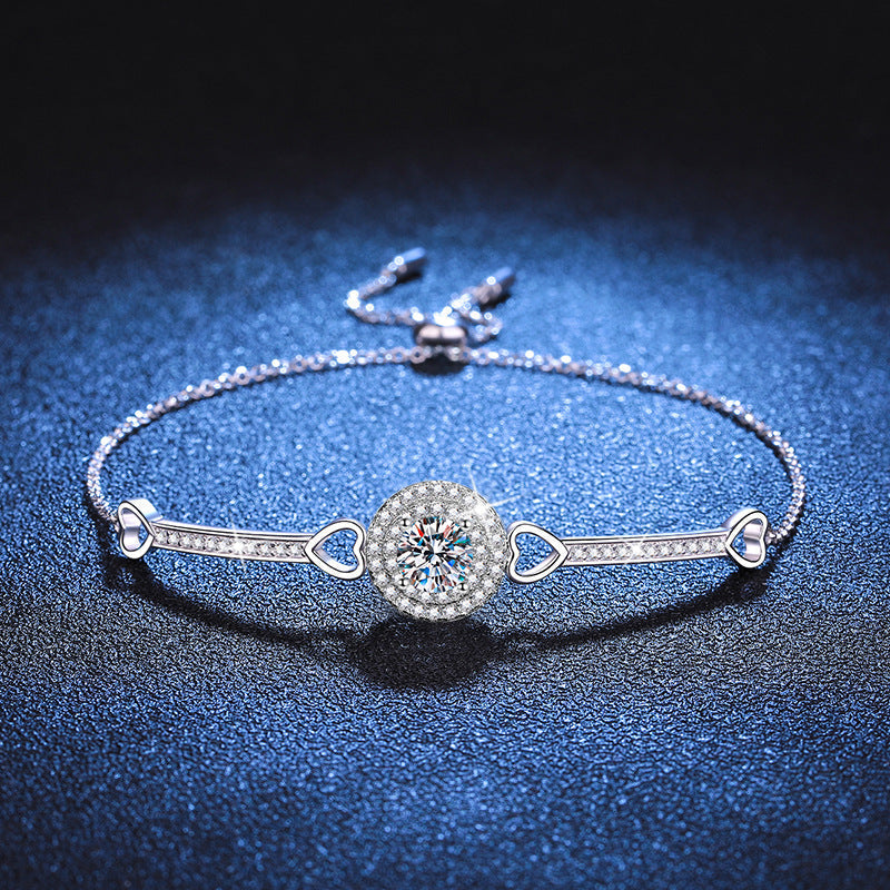 [VA]ARMBAND MIT VERZAHNTEM HERZ & KREIS AUS MOISSANIT