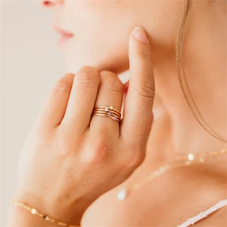 [VA]Amelia Birthstone Stacker Ring