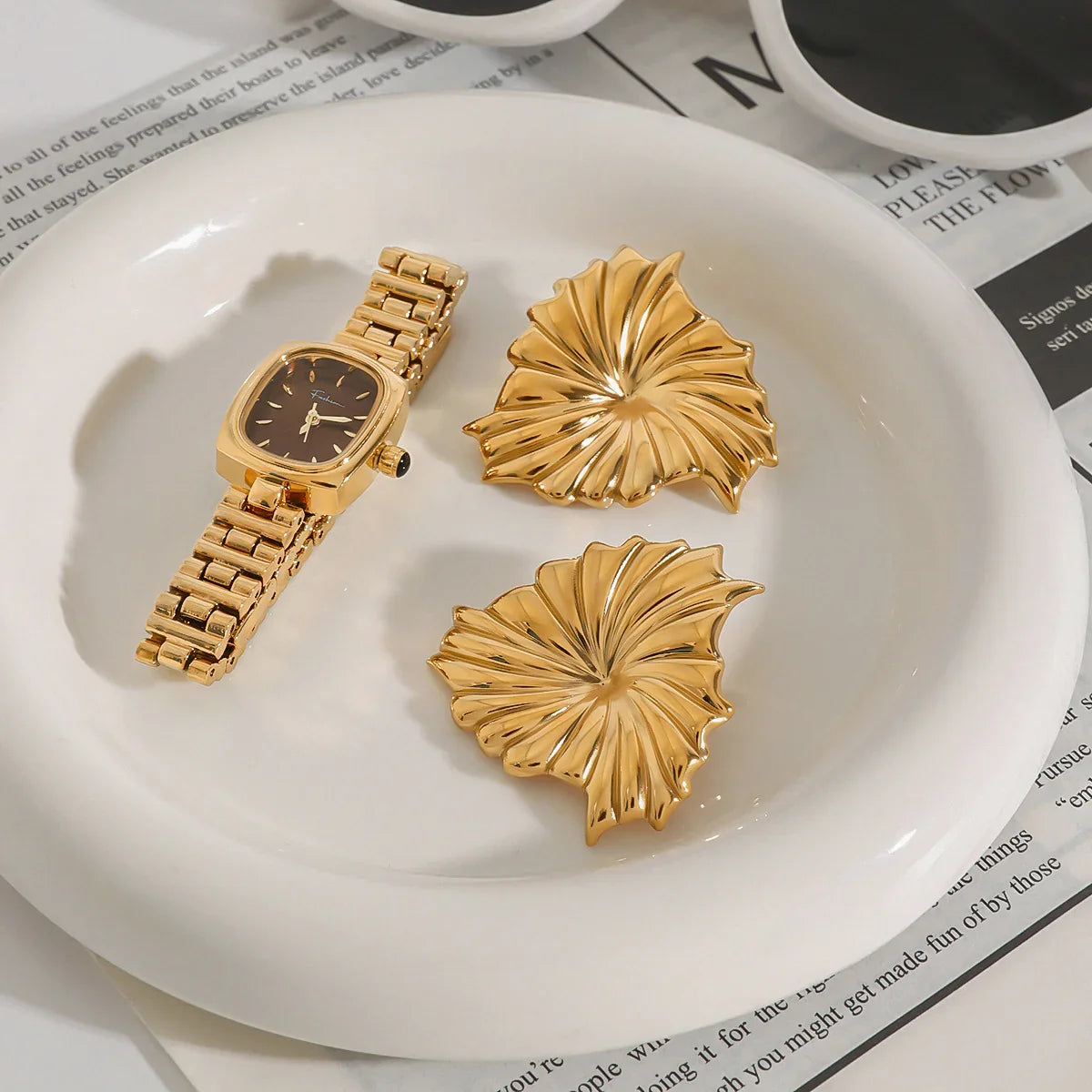 [VA]Rafaela Sculpted Petal Gold-Ohrringe