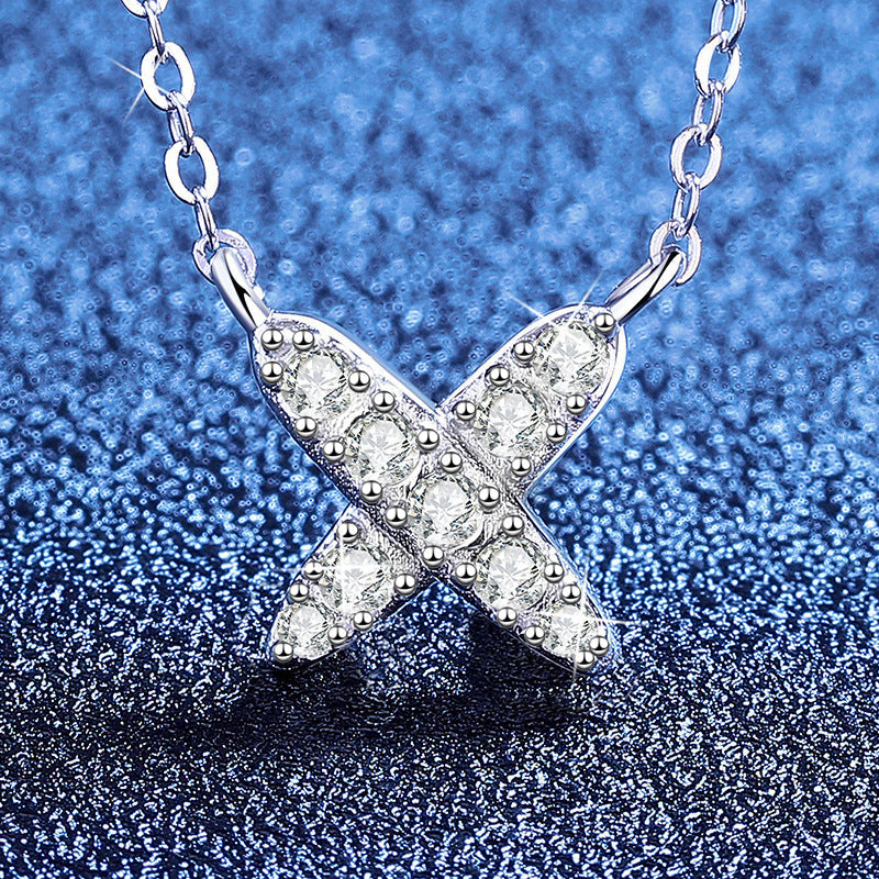 [VA]MODERNES X-FÖRMIGES PAVÉ-MOISSANIT-COLLIER