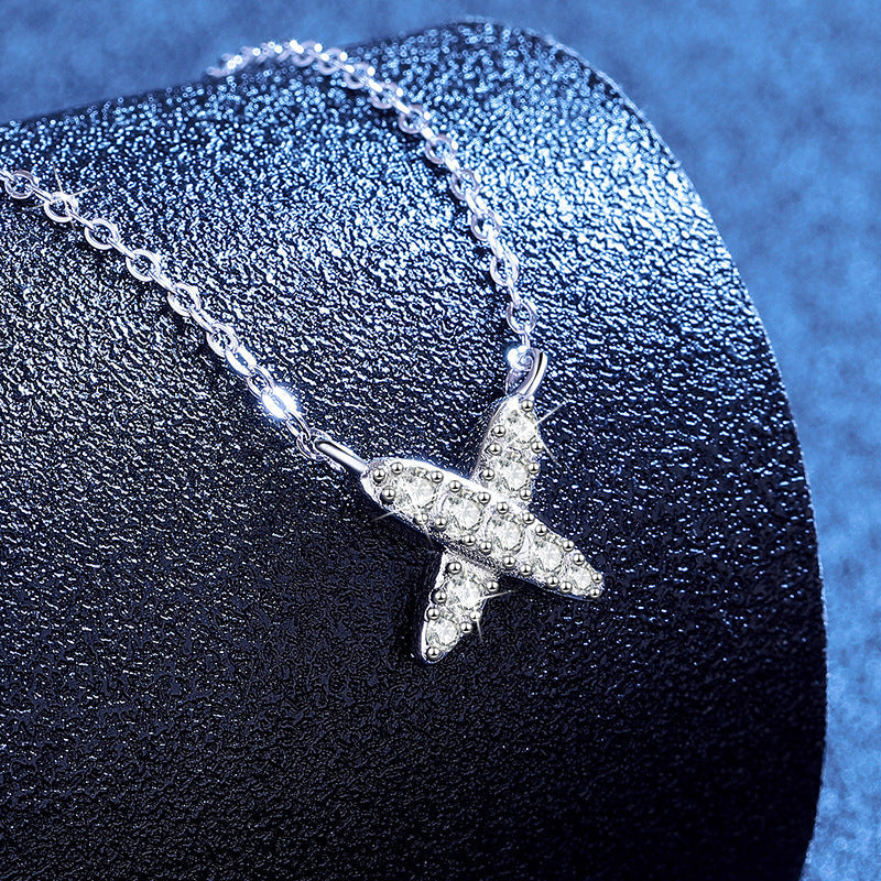 [VA]MODERNES X-FÖRMIGES PAVÉ-MOISSANIT-COLLIER