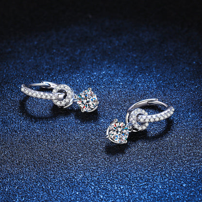 [VA]INTERLOCKING DOUBLE RING MOISSANITE DROP EARRINGS